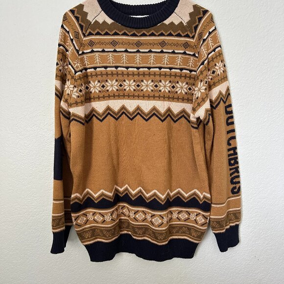 Dutch Bros Brown Vintage Patterned Sweater Christmas - Picture 1 of 7